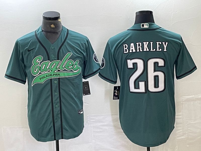 Men Philadelphia Eagles 26 Barkley Green 2024 Nike Co branded NFL Jersey style 12